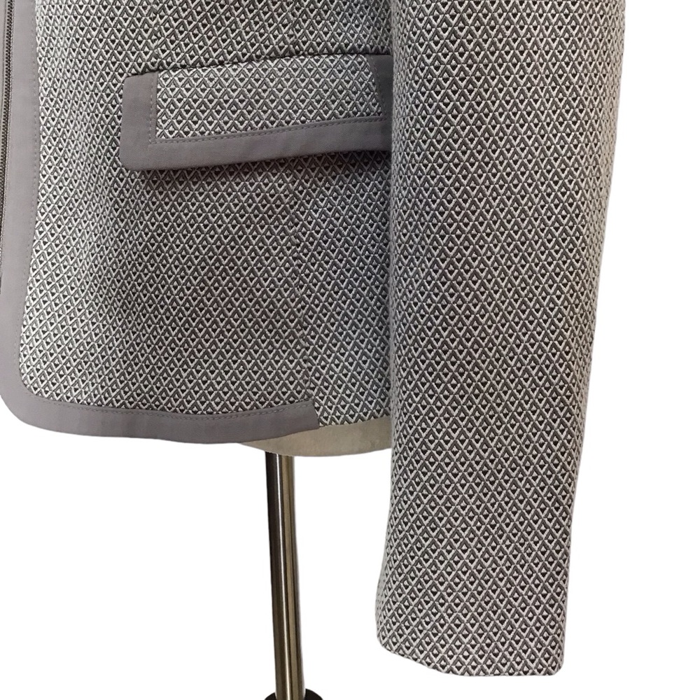 Basler Gray Metallic Textured Full Zippered Stretch Blazer Jacket Size 38 - Picture 8 of 12
